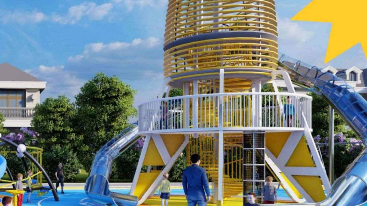 Otra imagen del tobogán gigante que tendrá el shopping Bendu