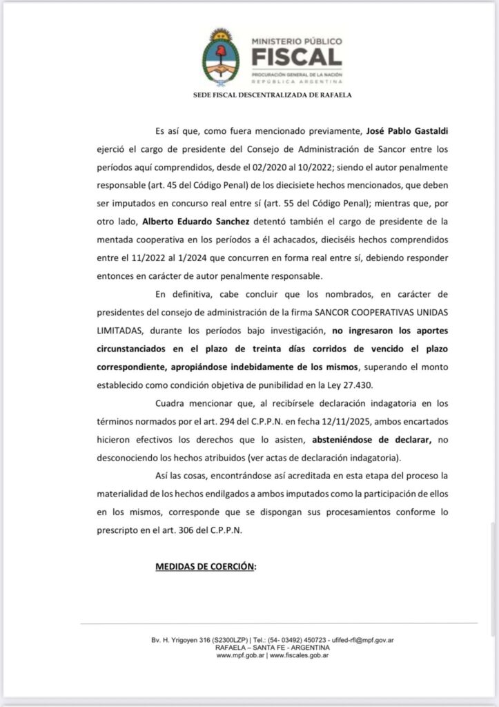 La Justicia pidió procesar a directivos de SanCor acusados de apropiarse de los aportes de los trabajadores