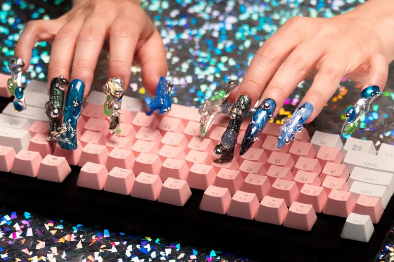 Image may contain: Computer, Computer Hardware, Computer Keyboard, Electronics, Hardware, Baby, Person, Body Part, and Hand