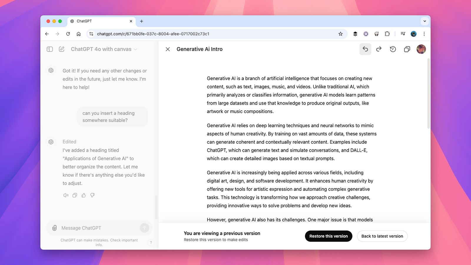 Imagen de la interfaz de ChaGPT en uso