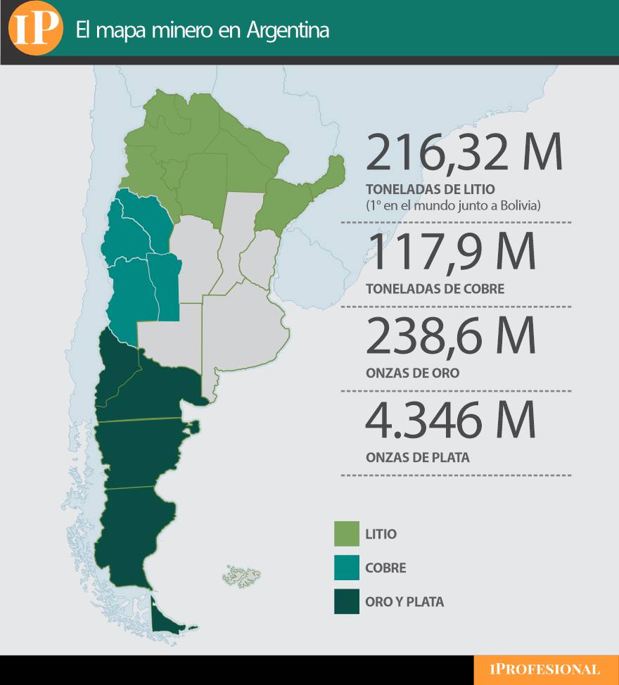 Así queda el mapa de la minería en Argentina, distribuido en distintas provincias