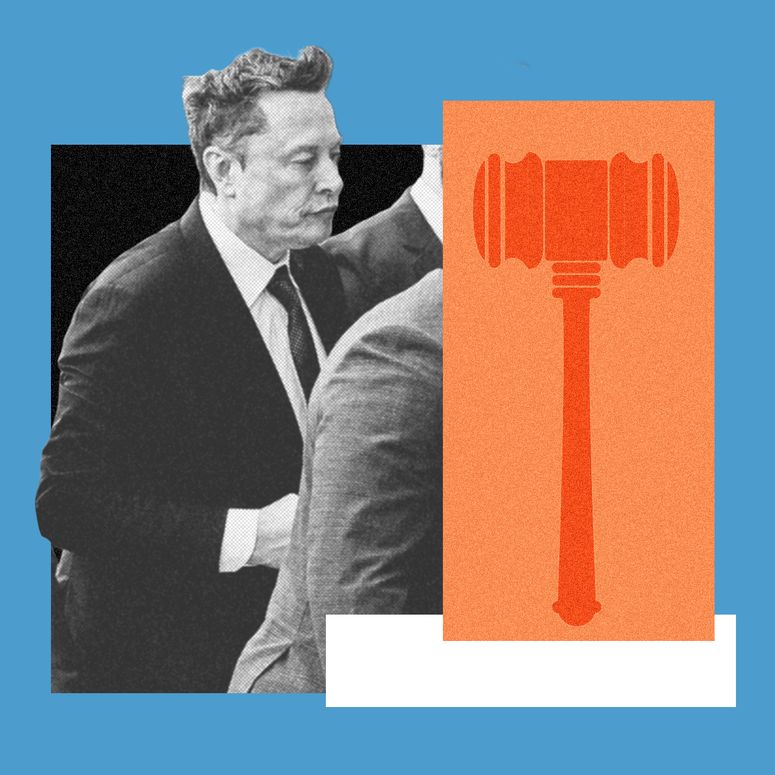 Collage de Musk y un machote de juez. 