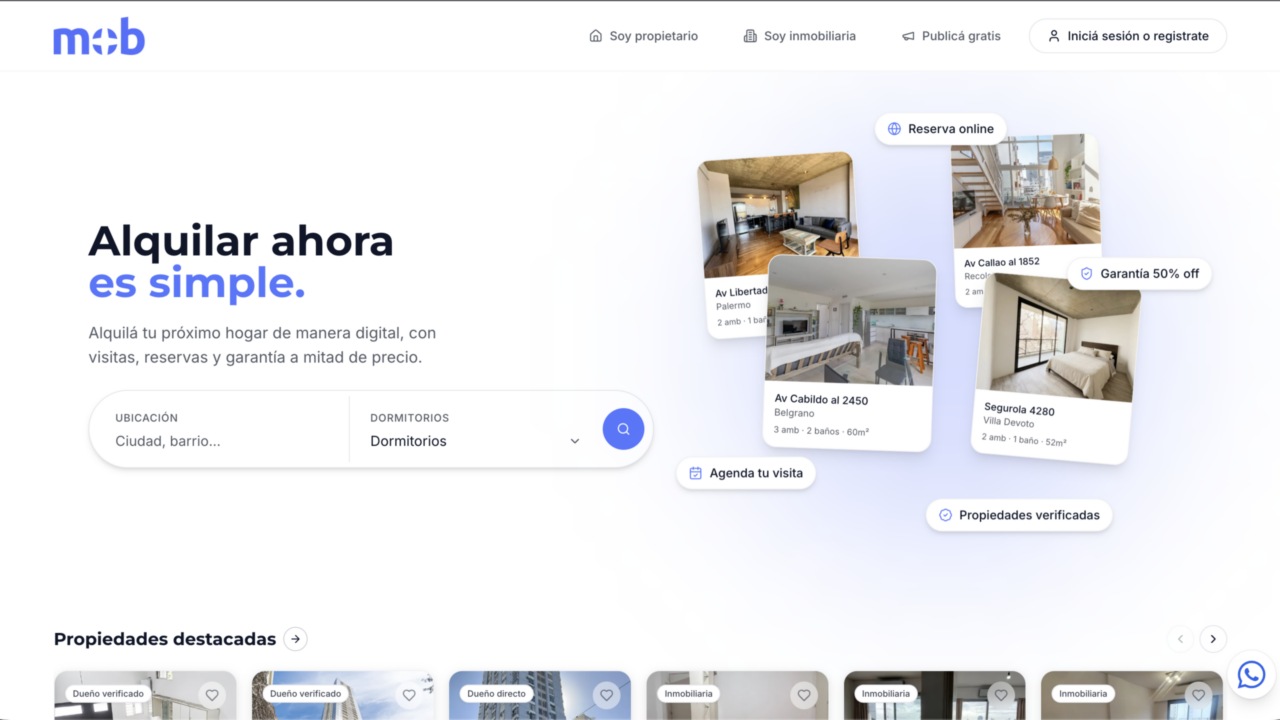 MOB es una PropTech argentina que digitaliza el alquiler directo entre dueños e inquilinos