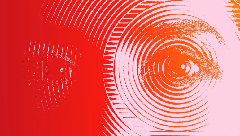 Ojos en fondo naranja