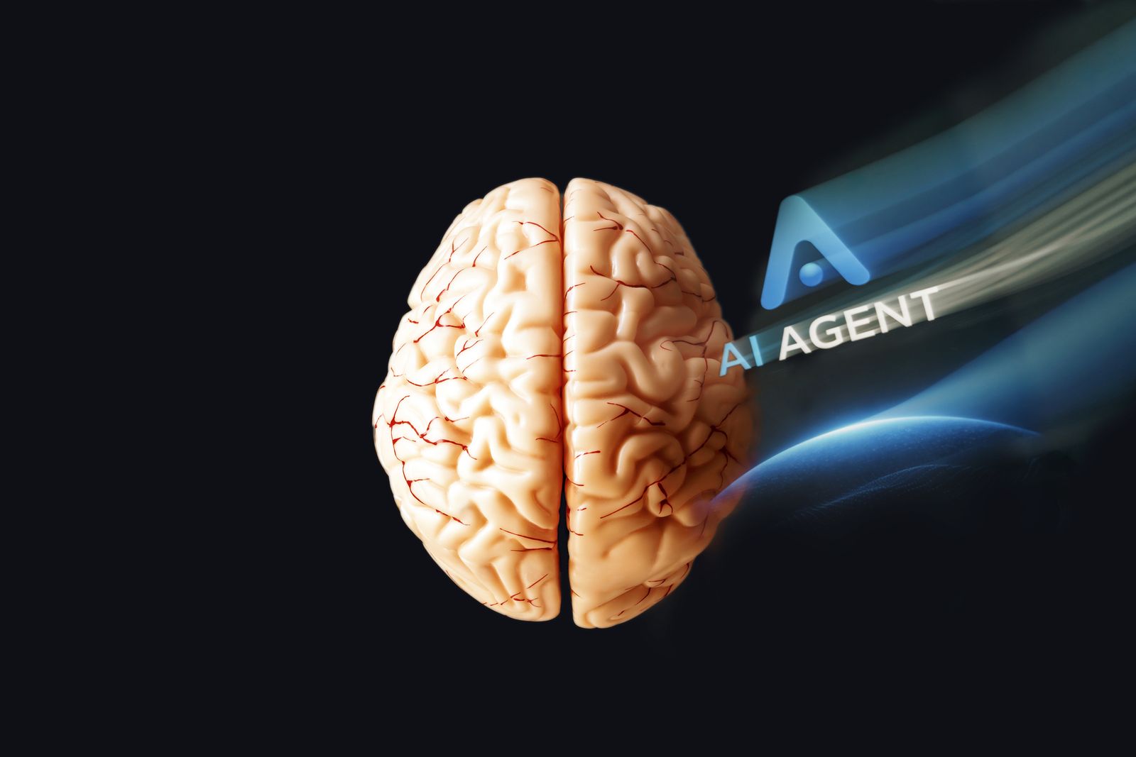 cerebro humano al lado de AI Agent.