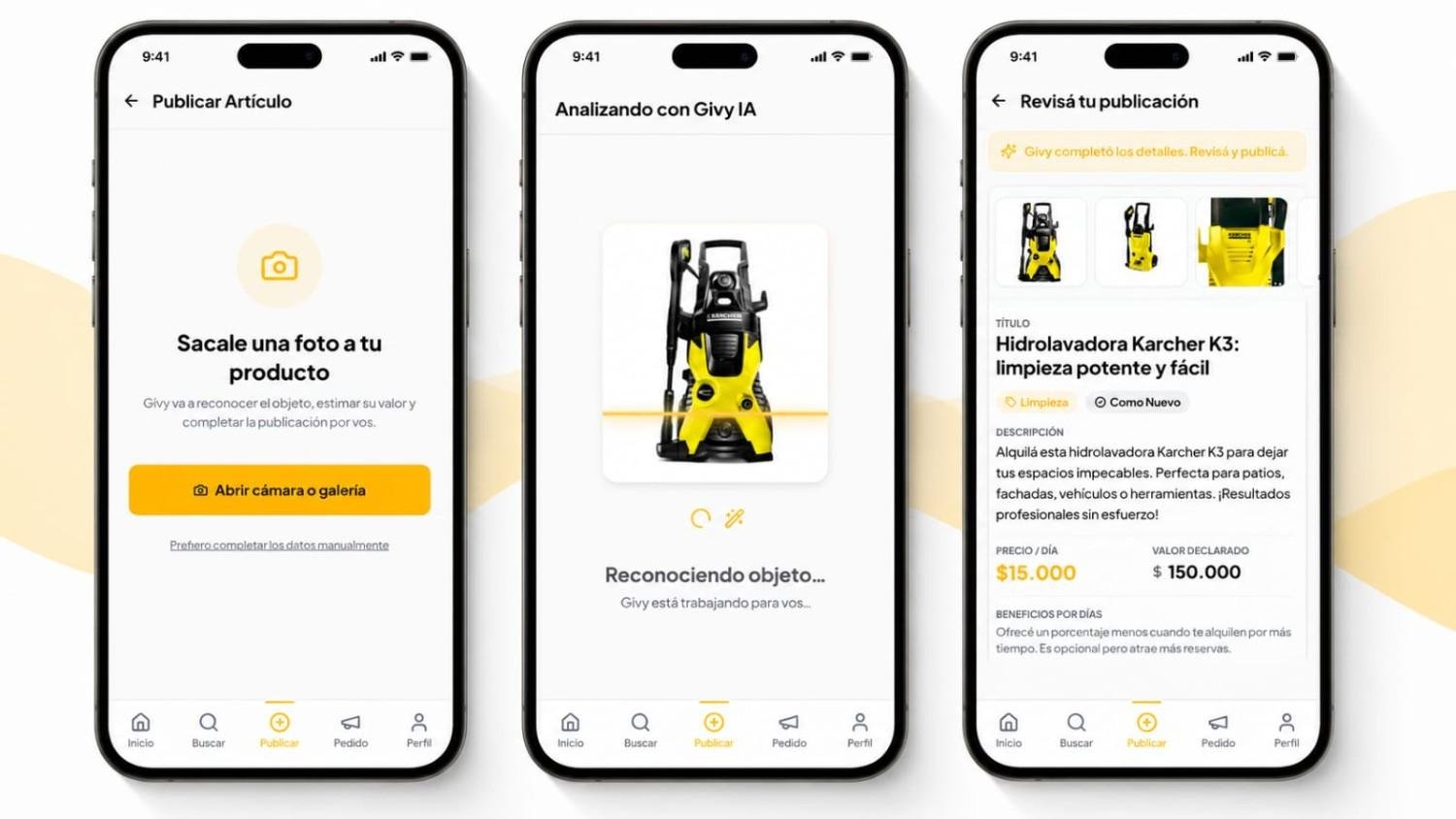 Givy cobra una comisión del 10% por cada alquiler concretado y no cobra por publicar objetos