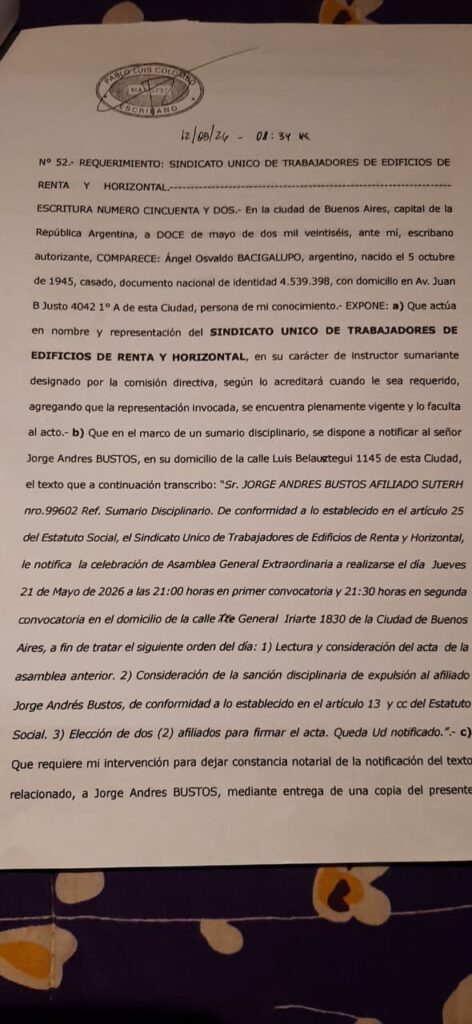 Sospechosa desafiliación de quien fuera el candidato opositor&nbsp;en el gremio de encargados de edificios